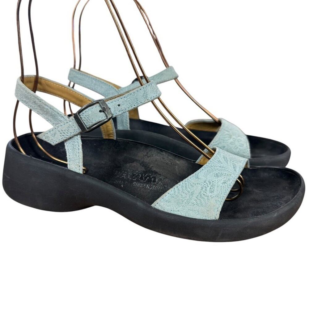 Birkenstock Tatami Womens Aqua Blue Leather Ankle Strap Sandals Comfort Shoes 8